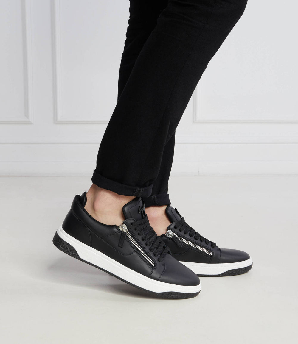 Кроссовки кожаные talogo Giuseppe Zanotti - черный(RM30035)