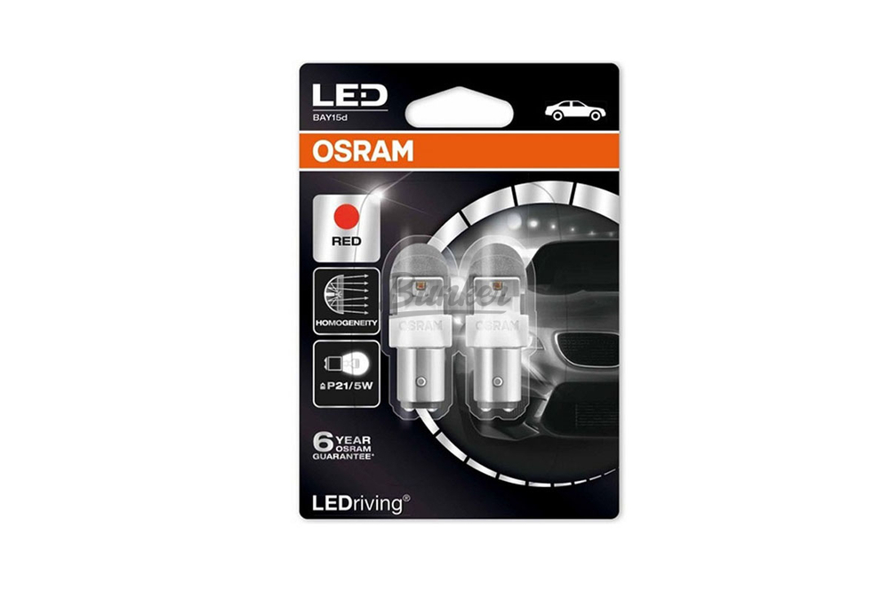 7556R02B Комплект ламп PR21W 12V 2W BA15s LEDRIVING premium /красный/PR21W 2шт.(1к-т) Osram