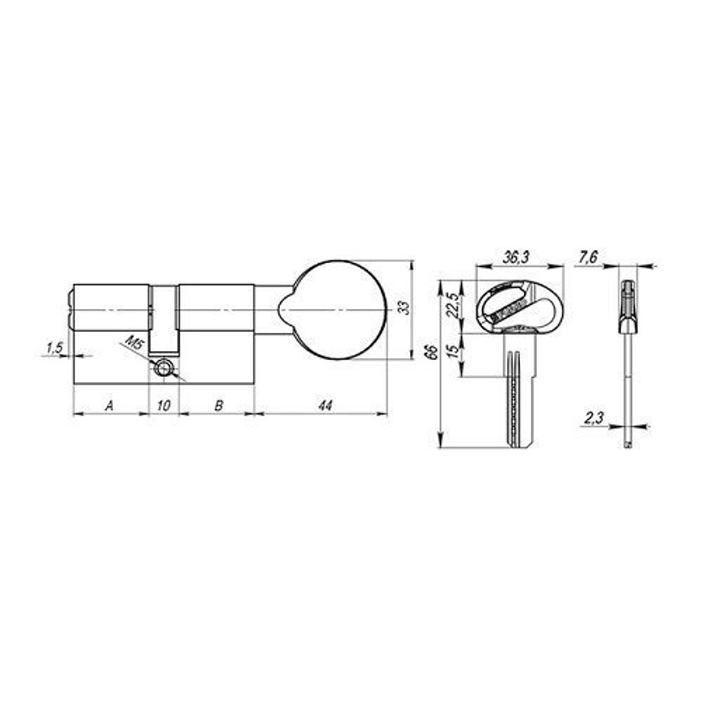 Цилиндровый механизм с вертушкой FUARO D-PRO502/100 mm (45+10+45) CP хром 5кл. /37749/