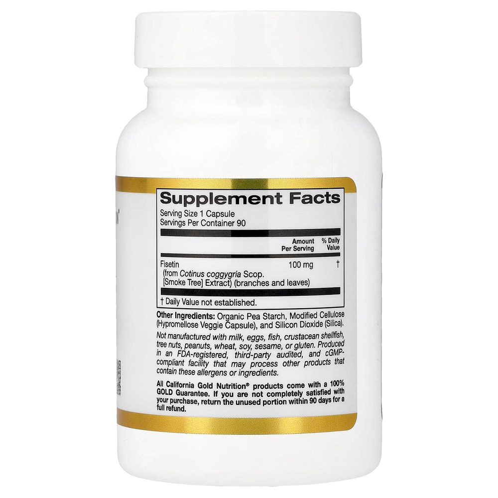 California Gold Nutrition, физетин, 100 мг, 90 растительных капсул