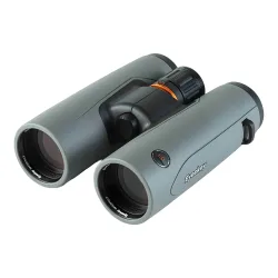 Бинокль Eyeskey SkyPower Flat-Field ED-10x42 серый вид сбоку с открытыми объективами и логотипом