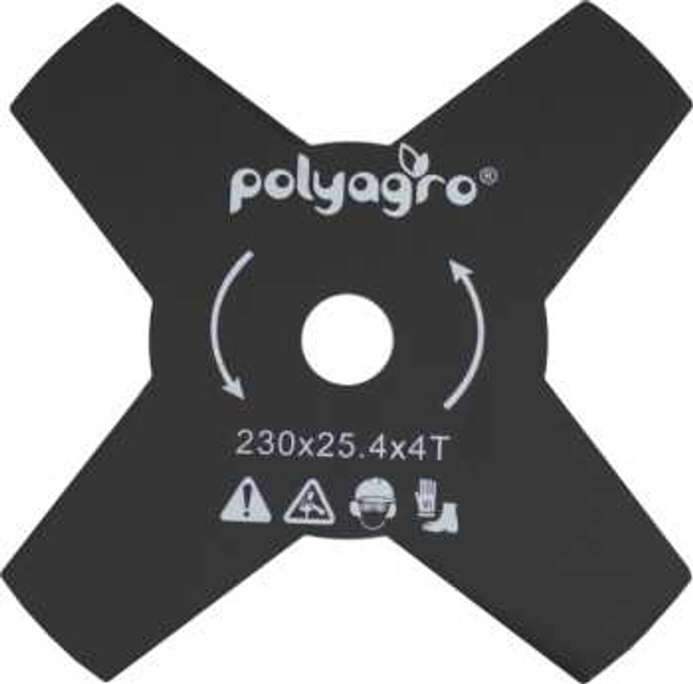 Диск для триммера, 230 х 25,4 толщина 1,4 мм, 4 лопасти, Polyagro