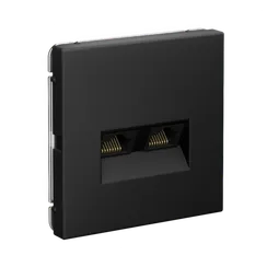 Розетка компьютерная RJ45 + RJ45, Cat 5e Systeme Electric ArtGallery Карбон GAL001085