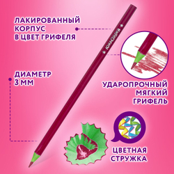 Карандаши цветные ЮНЛАНДИЯ "КАРНАВАЛ", 12 цветов, пластиковые, заточенные, трехгранный корпус, 181684