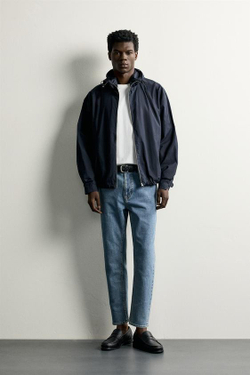 ZARA УКОРОЧЕННЫЕ ДЖИНСЫ SLIM FIT, ВЫЦВЕТШИЙ СИНИЙ