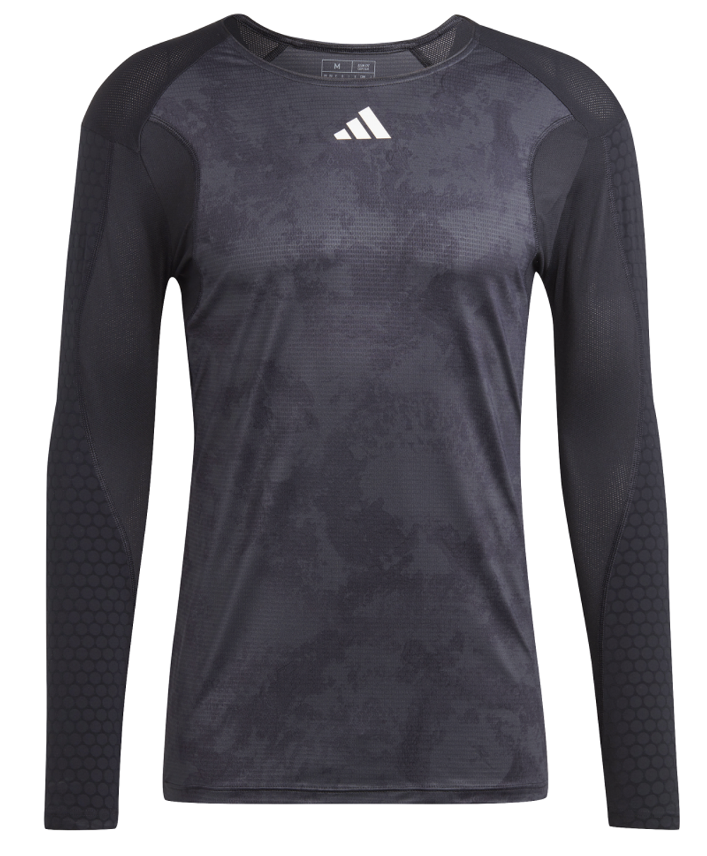 Мужская теннисная футболка теннисная Adidas Paris Tennis Long Sleeve Tee - carbon/black