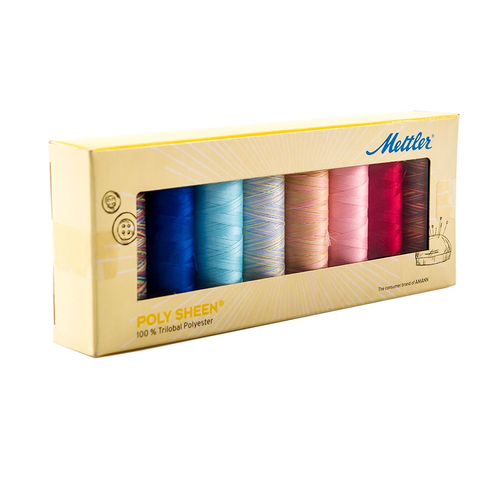 Нитки швейные (набор) Mettler Poly Sheen в подарочной упаковке, 8 катушек, PS89NEON-KIT