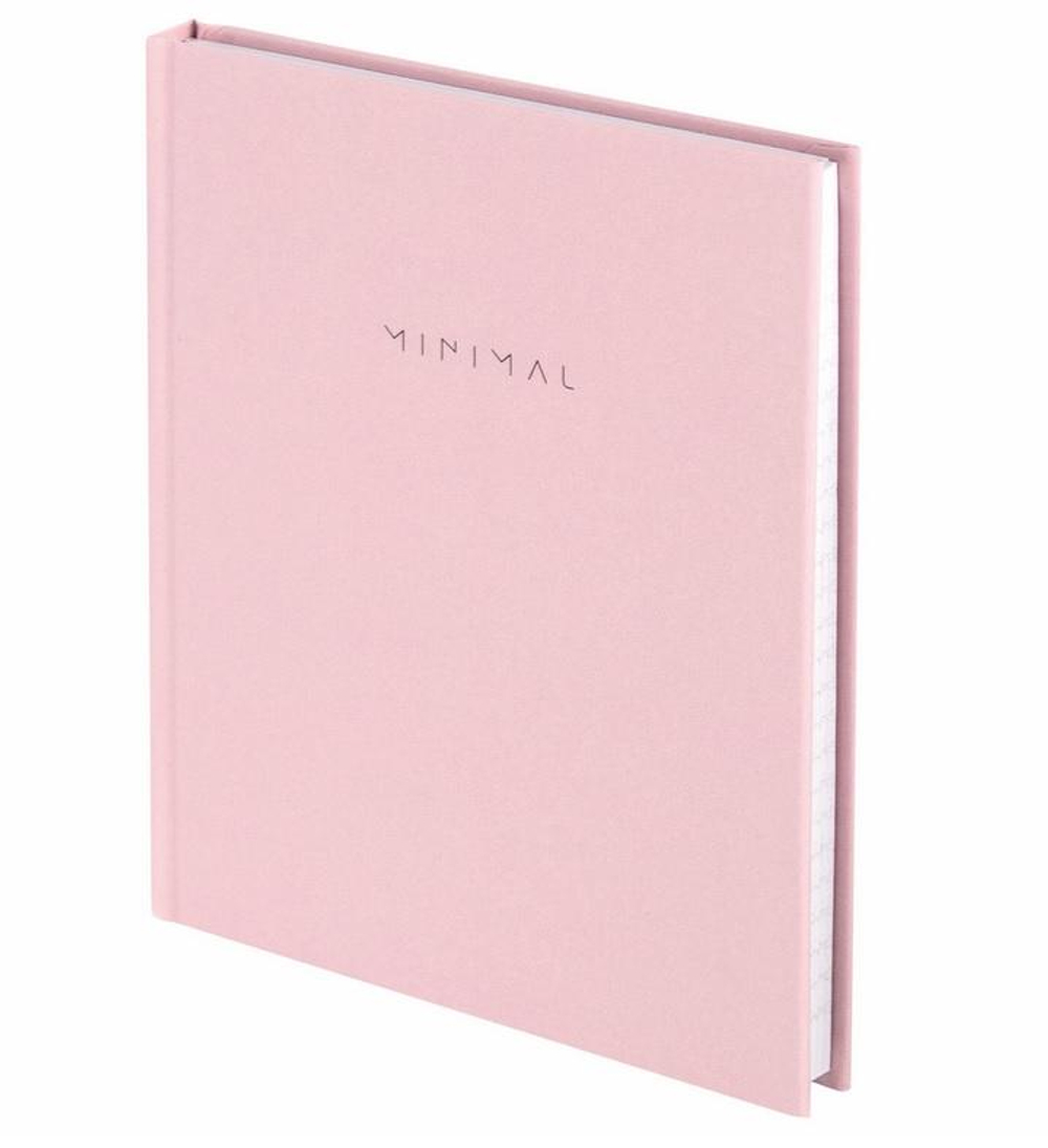 Блокнот А6 80л., клетка, розовый, твердый переплет "Minimal" (BRAUBERG)