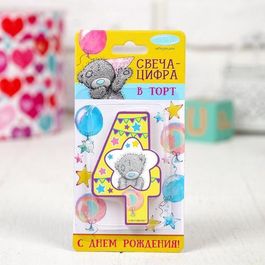 Свеча в торт цифра 4 Me To You, цветком, 4 х 7 см