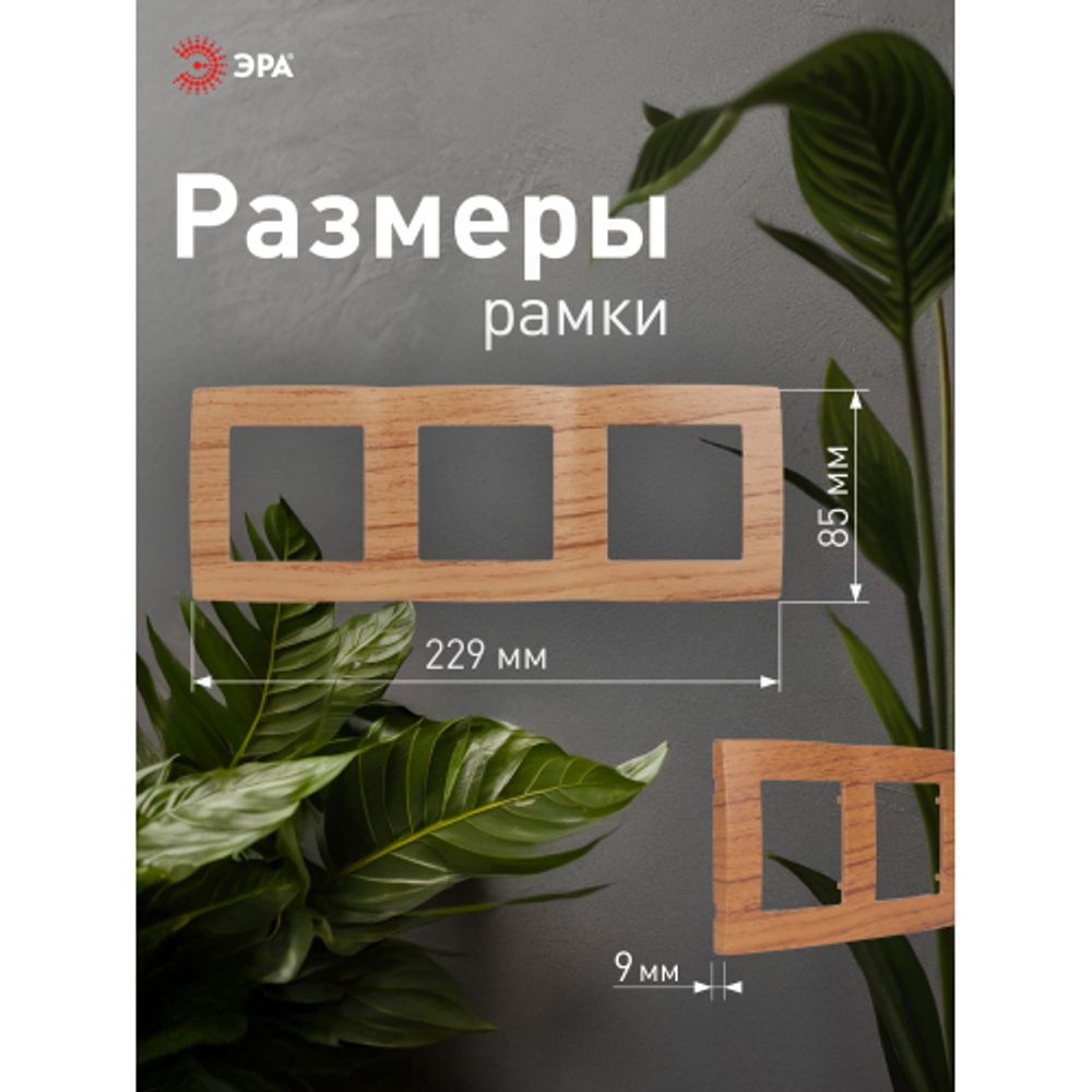 12-5003-09 ЭРА Рамка на 3 поста, Эра12, дуб | Эра 12