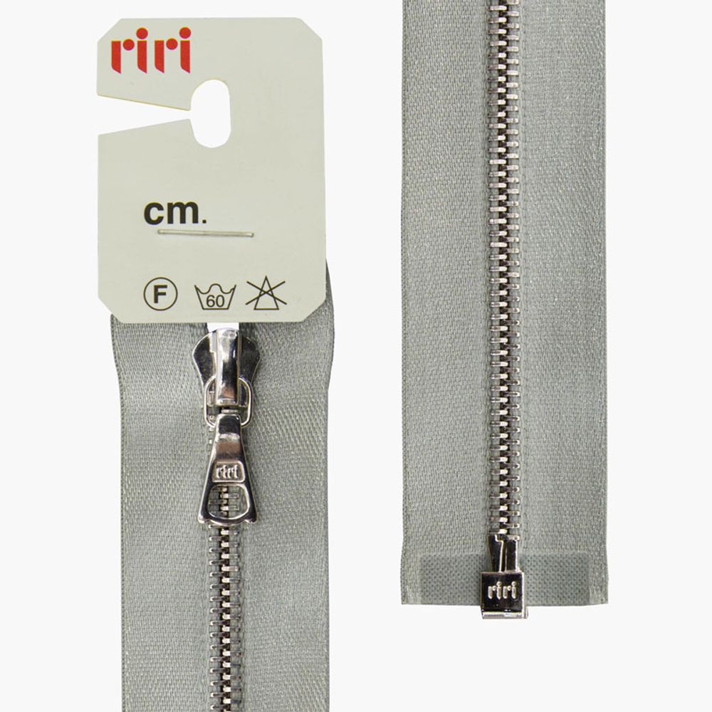 Молния металл RIRI Т4 (4 мм) 1 зам., разъем., 70 см, Ni, атласная тесьма, цв.9112, голубовато-серый, 1 шт Молния металл RIRI Т4 (4 мм) 1 зам., разъем., 70 см, Ni, атласная тесьма, цв.9112, голубовато-серый, 1 шт