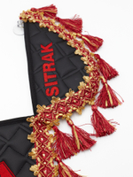 Вымпел тройной SITRAK (экокожа, черный с красными кисточками)
