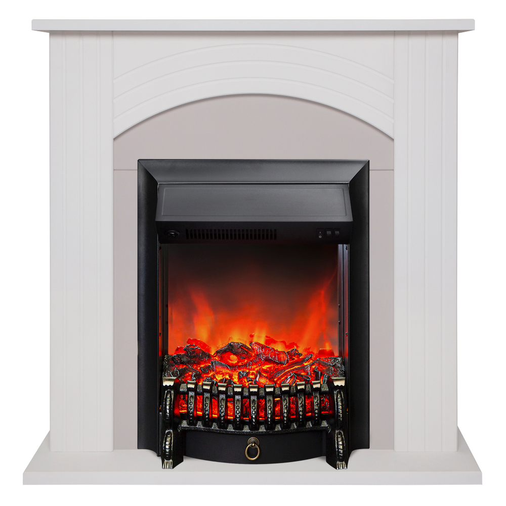 Каминокомплект Real Flame Hanna WT с очагом Fobos Lux Black (без пульта)