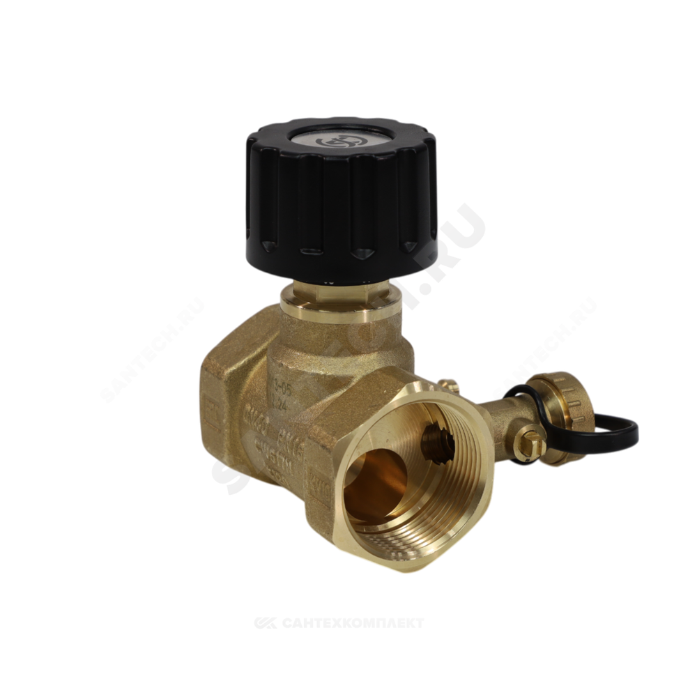 Клапан балансировочный ручной латунь 2013 Ду 20 G3/4" Ру16 Тмакс=120 оС ВР Kvs=2.5м3/ч с измерительными ниппелями EURO Aquasfera 2013-02