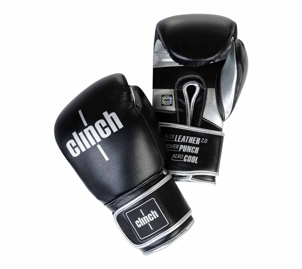 Перчатки боксерские Clinch Punch 2.0 черно-серебристые C141