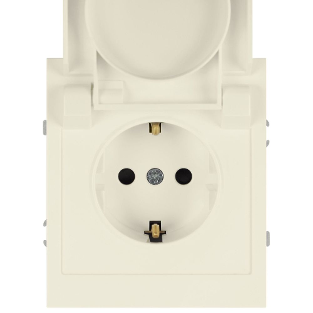 Розетка ЭРА Arktik 16-2103-02 с заземлением 2P+E Schuko со шторками с крышкой 16А-250В слоновая кость | Эра Arktik