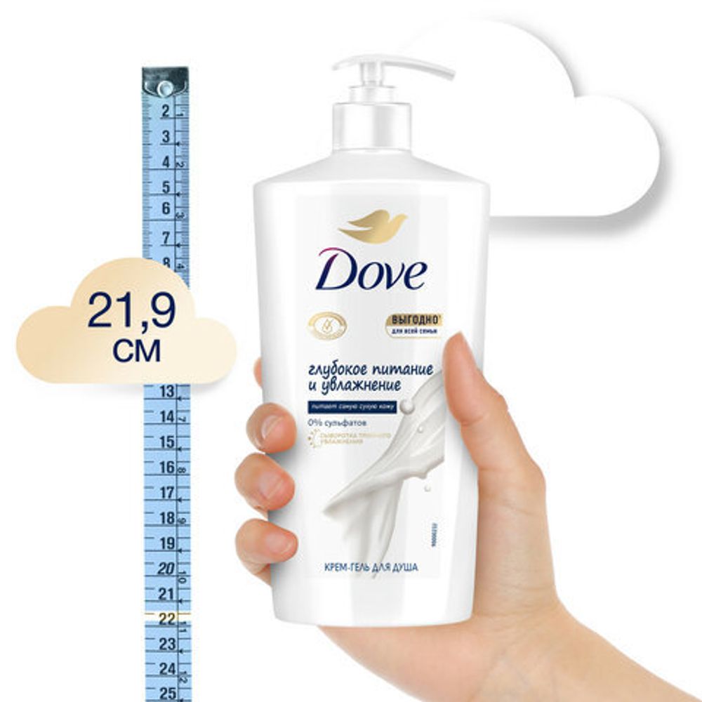 Крем-гель для душа 610 мл, DOVE "Глубокое питание и увлажнение"