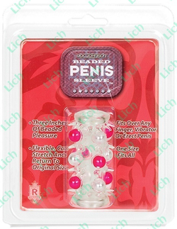 Белая насадка с бусинами и шипами BEADED PENIS