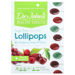 Dr. John's Healthy Sweets, Леденцы на палочке, + клетчатка и витамин C, голубая малина, виноград и вишня, без сахара, 105 г (3,7 унции)