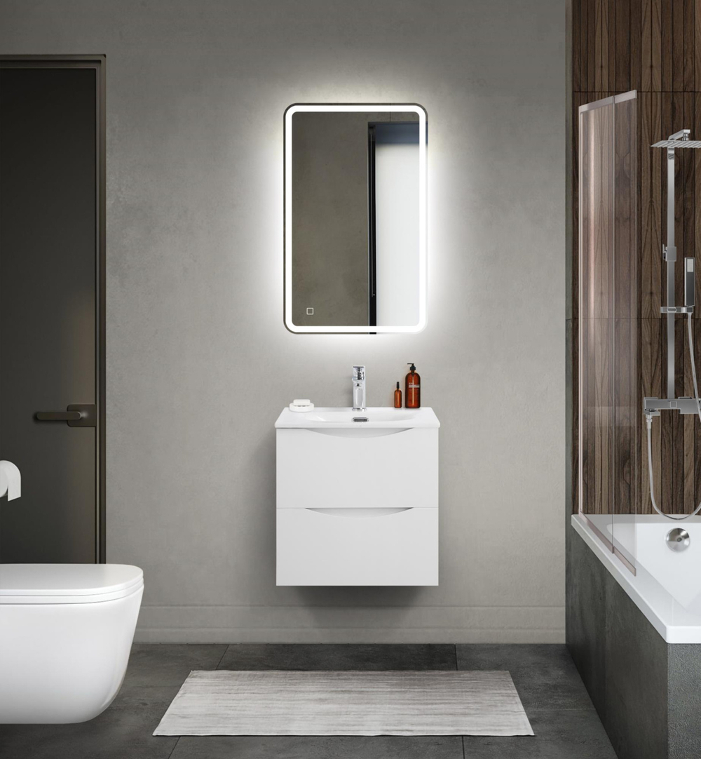 Тумба с раковиной подвесная BelBagno MARINO-CER-MINI-500-2C-SO-BO-P Bianco Opaco, раковина белая BB-8099-3-50