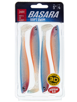 Виброхвост LUCKY JOHN Basara Soft Swim 3D, 5.0in (127 мм), цвет PG52, 4 шт., арт. 140404-PG52