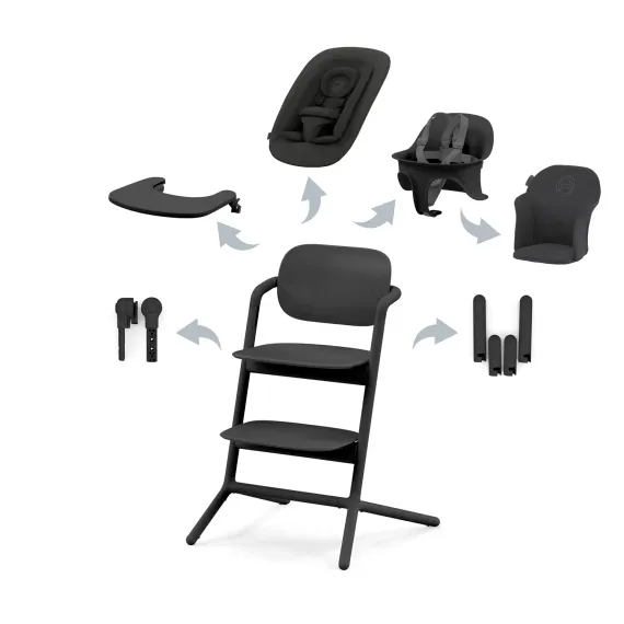 Стульчик Cybex Lemo 4-in-1 Set Stunning Black + мягкий вкладыш и ремни безопасности