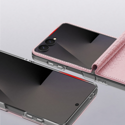 Чехол розового цвета из кожи для Samsung Galaxy Z Flip 8, серия Bril Series Case от Dux Ducis
