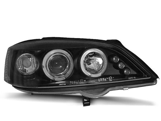 Передние фары Opel Astra G angel eyes black