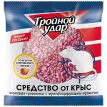 Зерно от крыс Домовой Прошка ТРОЙНОЙ УДАР, пакет 130 г.