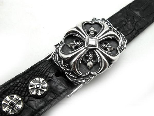 Пряжка для ремня из серебра Heart Cross AZBk-012
