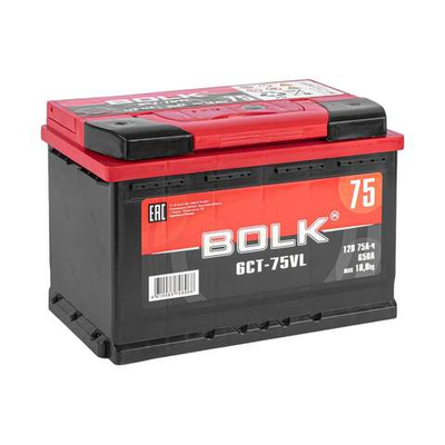 Аккумулятор BOLK Standart 75 А/ч прямой L+ 278x175x190 L3 EN 650 А