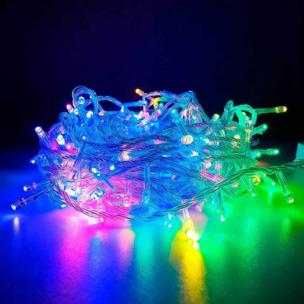 Гирлянда электрическая 20 ламп LED 4м, прозрачный провод, мультицвет, L-10-6