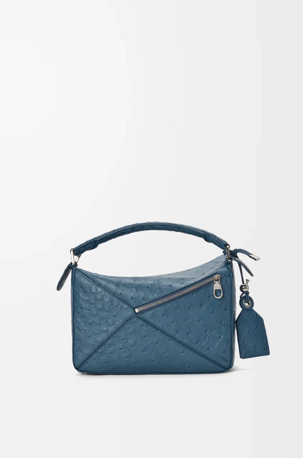 Loewe Маленькая сумка Puzzle Featherlight из страусиной кожи, синий