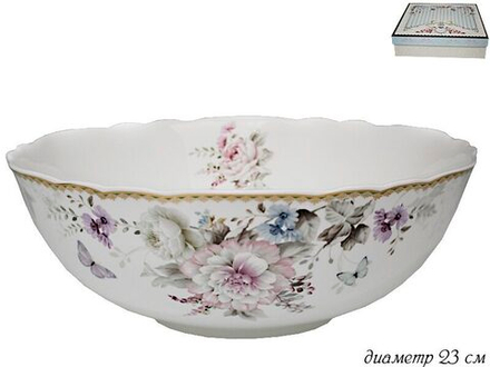 Lenardi 108-236 Салатник 23см. ХРИЗАНТЕМЫ в под.уп.(х8)Фарфор