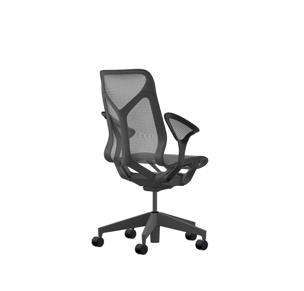 Кресло Herman Miller Cosm, средняя спинка, цвет Graphite, подлокотники «лепестки» (Leaf)