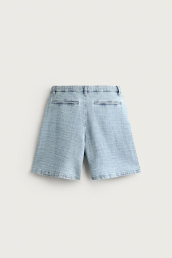 ZARA ШОРТЫ ИЗ МЯГКОЙ РЕЛЬЕФНОЙ ТКАНИ СО СКЛАДКАМИ, ГОЛУБОЙ