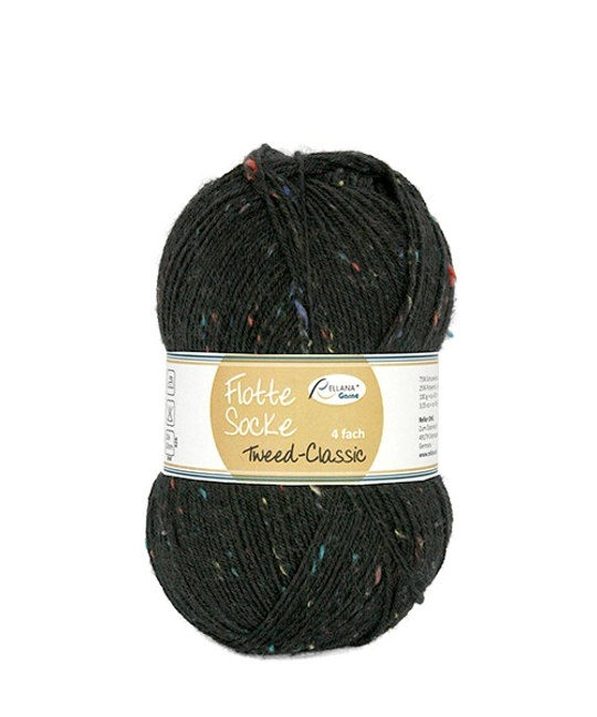 Пряжа Rellana Flotte Socke 4f. Tweed-Classic (1503/Обсидиан)