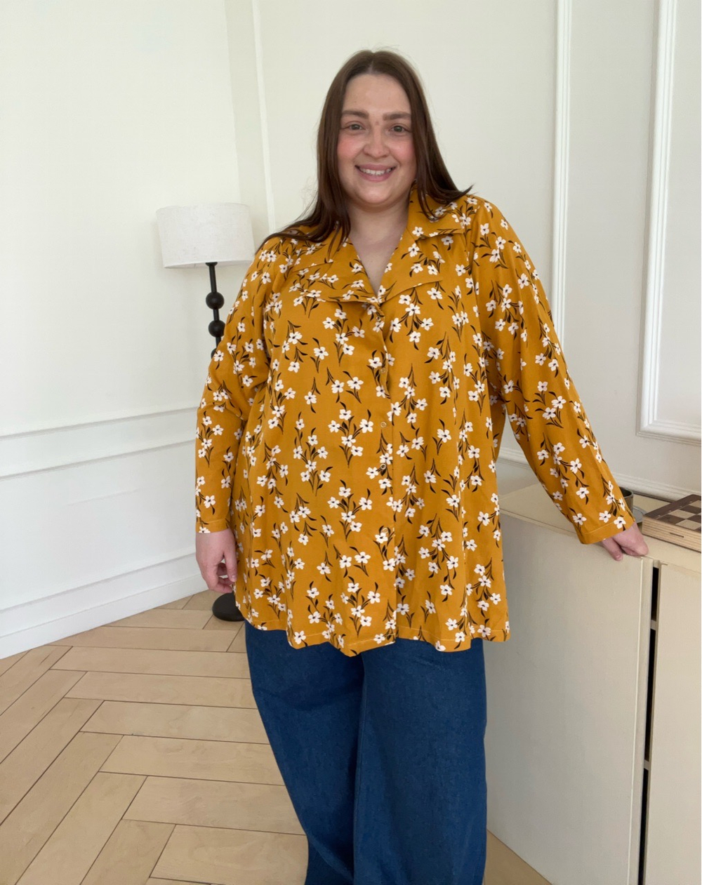 Блуза в цветочек желтая