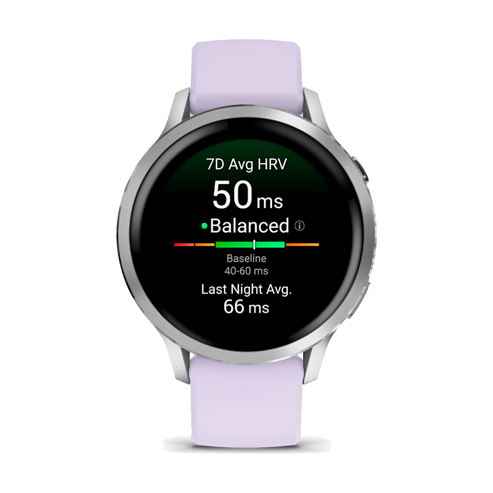 Умные часы Garmin Venu 4, 41mm, Silver with Periwinkle Silicone Band (010-03013-01)