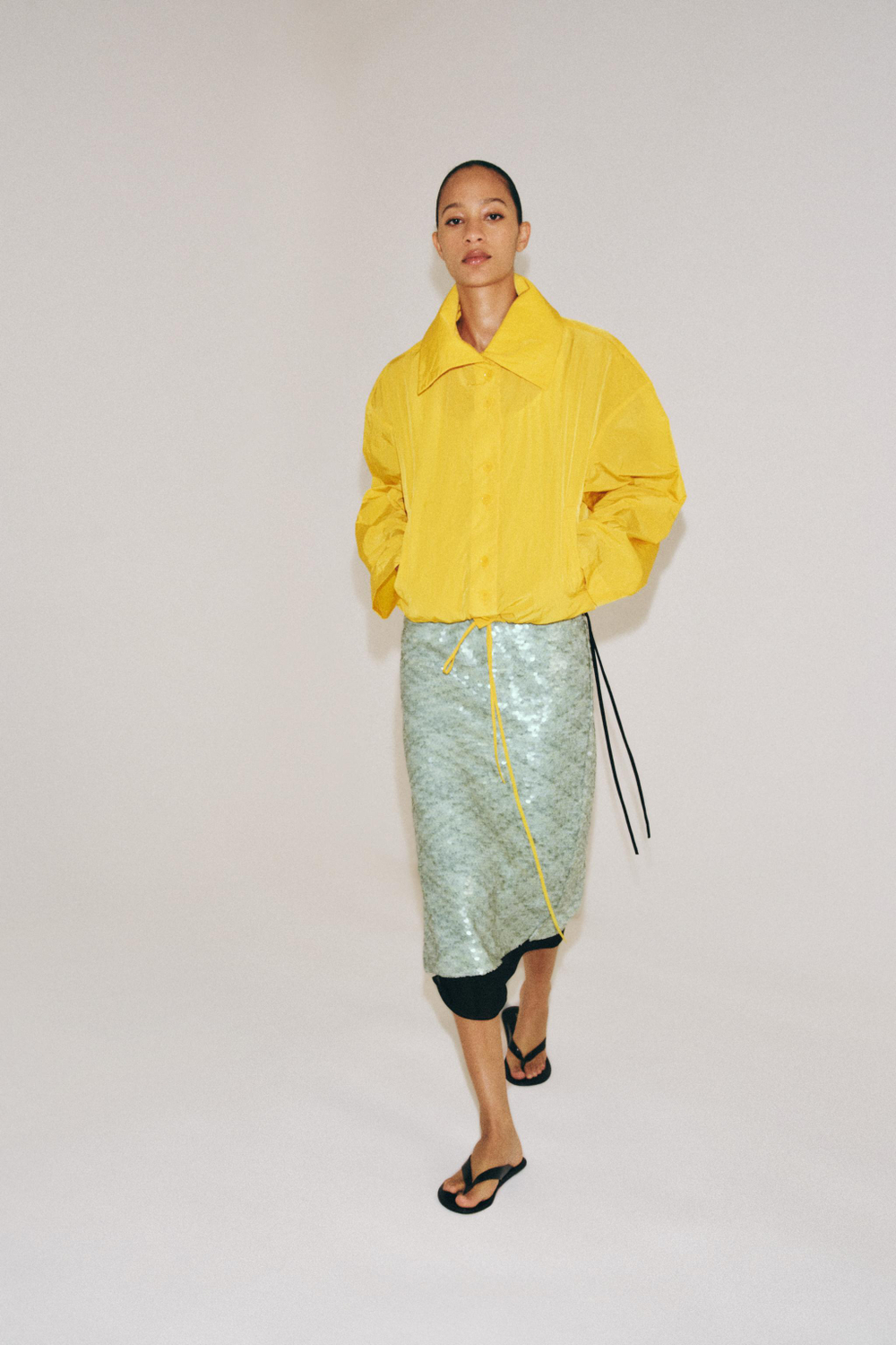 ZARA БОМБЕР С ВОРОТНИКОМ-СТОЙКОЙ — ZW COLLECTION, ЖЕЛТЫЙ