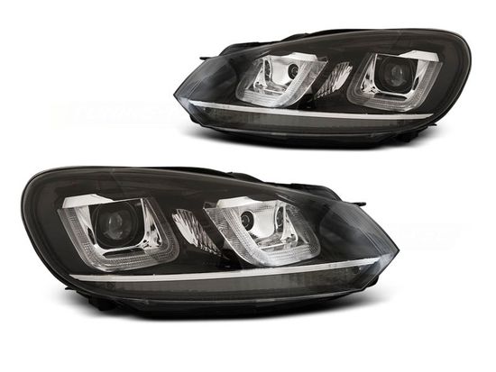 Передние фары для Volkswagen Golf VI (08-12) Black Chrome Line