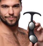 Черный массажер простаты с утяжелителями Premium Silicone Weighted Prostate Plug Large - 18,8 см. (Цвет: черный)