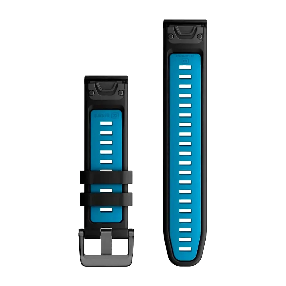 Ремешок Garmin Quickfit 22mm, Watch Band, Black/Blue Silicone