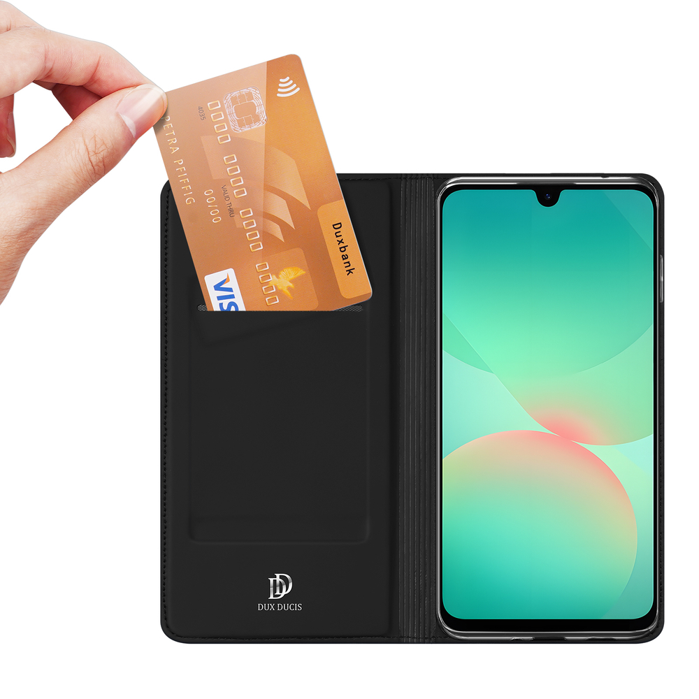 Чехол книжка из кожи черного цвета для Samsung Galaxy A27, серия Skin Pro Series от Dux Ducis