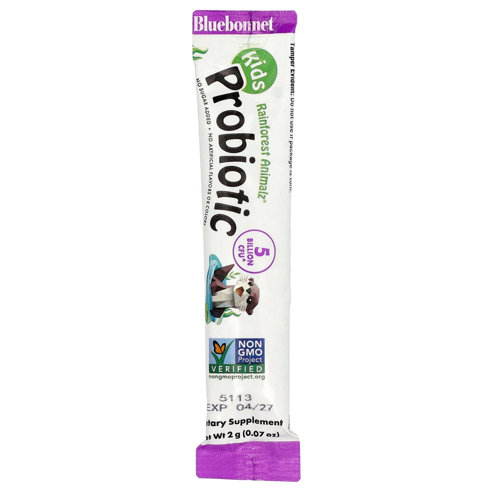 Bluebonnet Nutrition, Kids, пробиотик, для детей от 2 лет, без вкусовых добавок, 30 пакетиков по 2 г (0,07 унции)