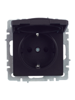 BRITE Розетка 1-местная с заземлением с защитными шторками и крышкой 16А IP44 РСбш10-3-44-БрЧ черный IEK
