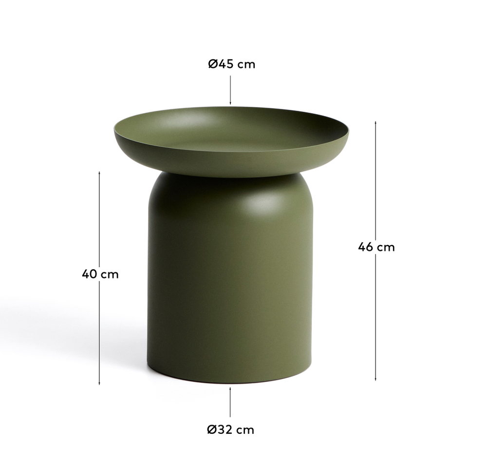 Уличный столик Arcola из зеленого алюминия, диаметр 45 см