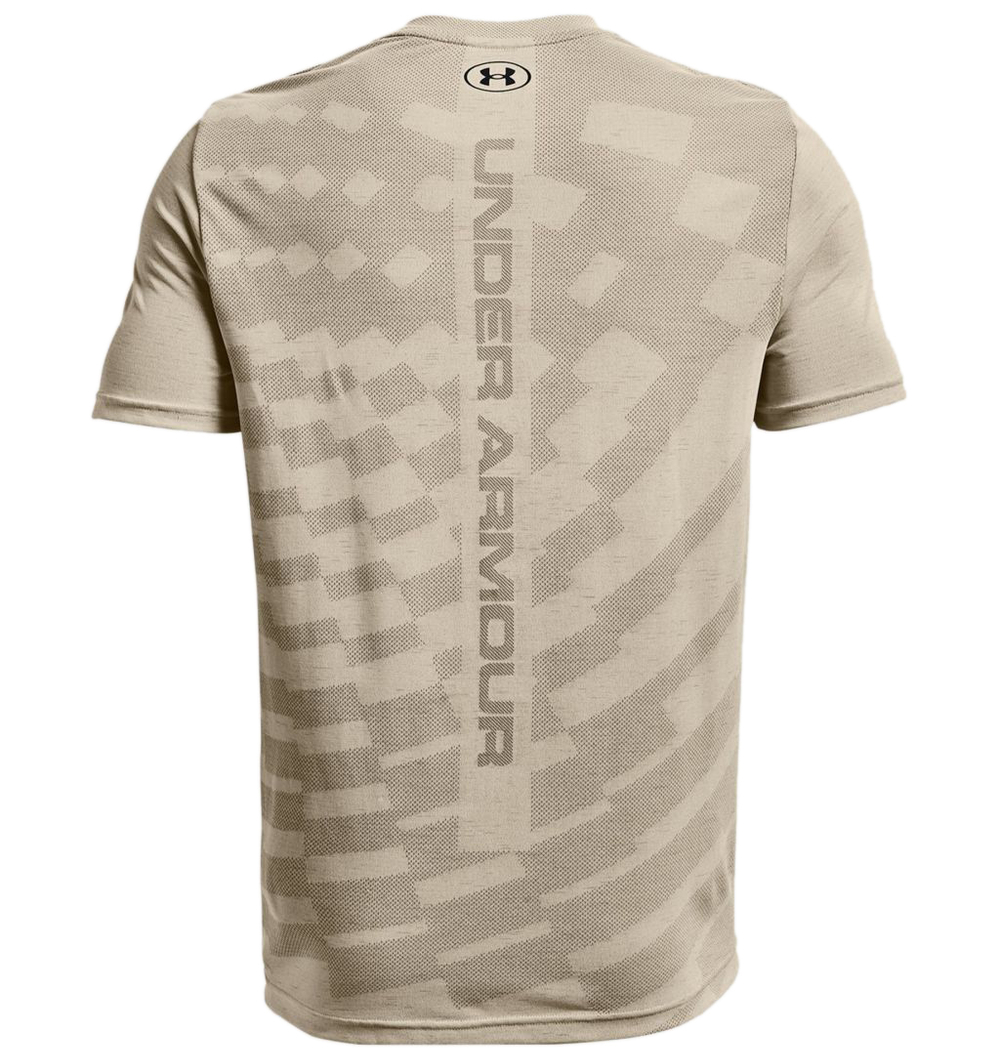 Мужская теннисная футболка Under Armour Men's Seamless Radial Short Sleeve - stone/black