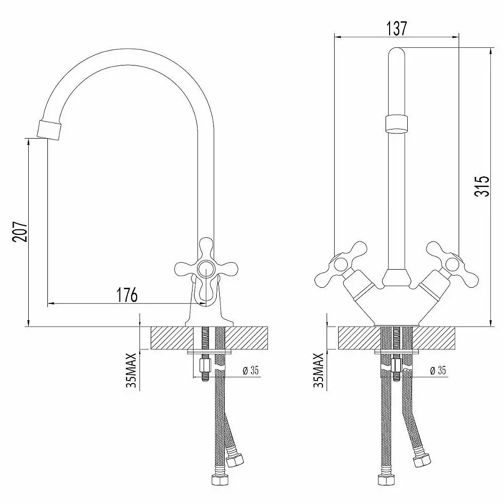 Смеситель для кухни Lemark Standart  LM2105C с поворотным изливом 31,5 см