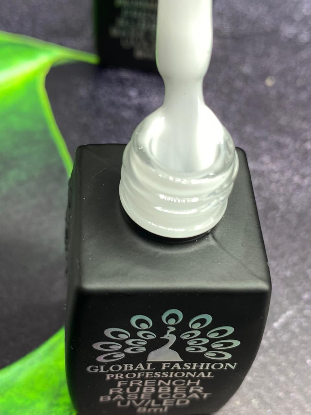 Каучуковая база для гель лака френч, цвет прозрачно-молочный, Rubber Base Coat French, 8 мл., Global Fashion 07